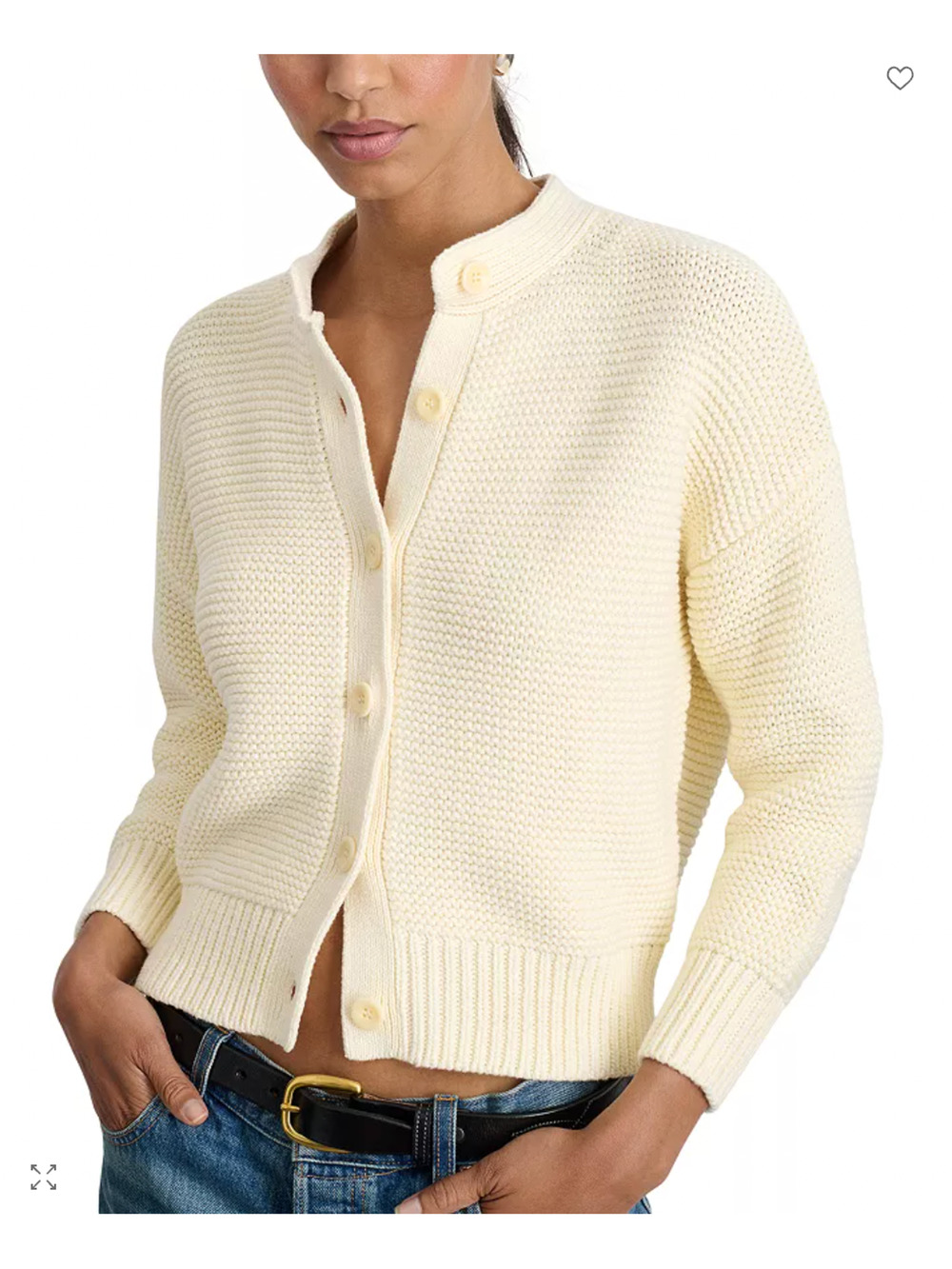 ALEX MILL NWT Evereve Nico Cotton Cardigan in Ivory // M